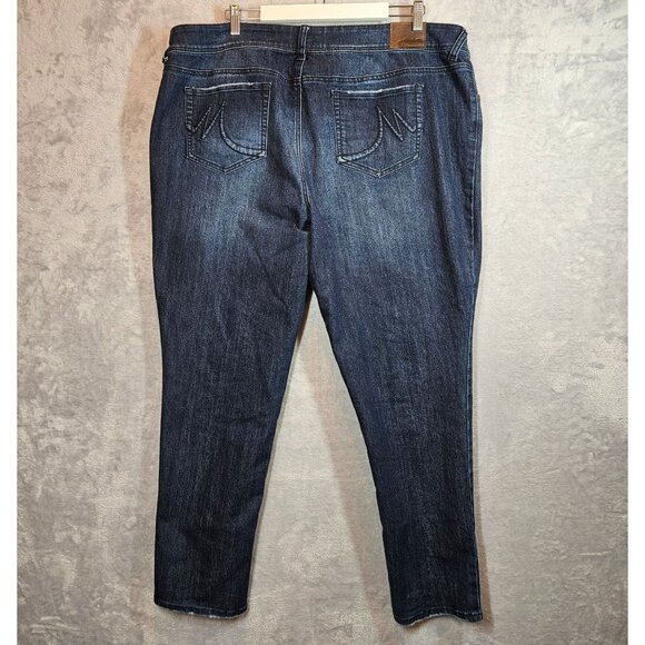 Maurices Straight Womens 24 Reg Plus Size Dark Wash Jeans Whiskered Denims - Picture 2 of 13